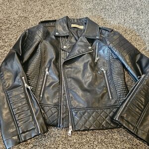 Black Faux Leather Biker Jacket